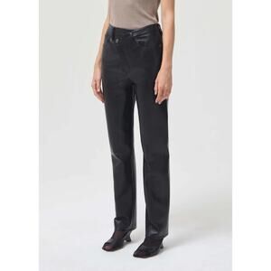 AGOLDE Women's 24 Recycled Leather Criss Cross Straight LONG Detox Pants NEW